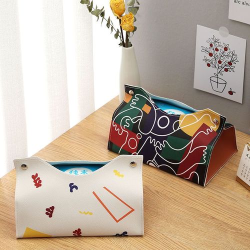 北欧皮革纸巾盒抽纸客厅家用创意纸巾套纸袋车载纸抽盒
