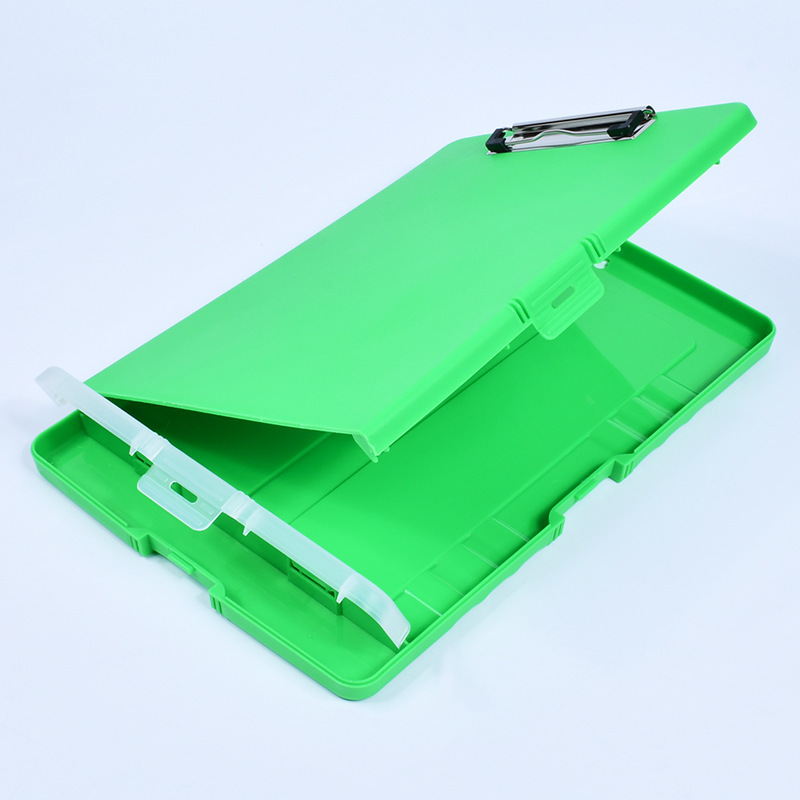 Plástico grueso A4 color sólido con gancho Clip de una sola fuerza Escritura Clip plano Caja de archivos de oficina Clip Caja de almacenamiento