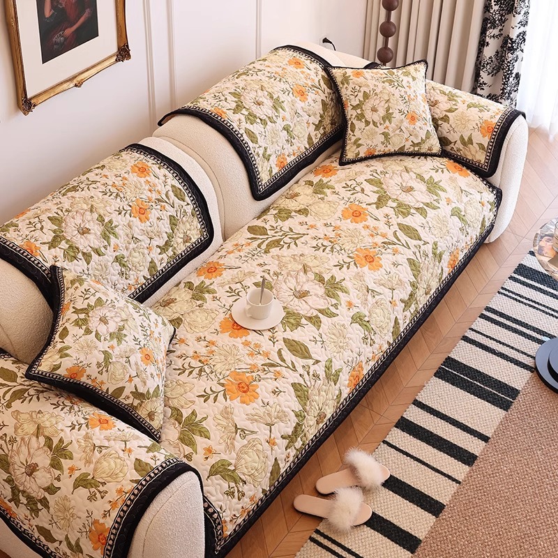 American sofa cushion retro pastoral four seasons universal non-slip cushion high sense leather sofa cover towel factory direct sales