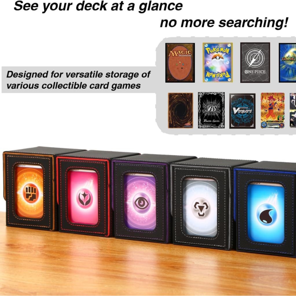 Exclusief grensoverschrijdend spel met dubbele vensters, kaartdoos van PU-leer, opbergdoos voor meer dan 100 Magic: The Gathering-kaarten_voghion.com