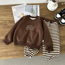 儿童秋冬加绒保暖卫衣套装棉质中小童俩件套男女童韩版童装