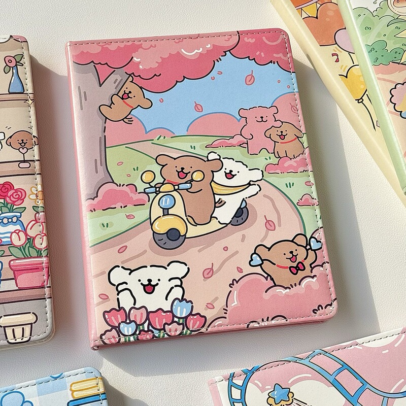 ラインパピー A5 レザー フルカラー インナーページ ノート かわいい漫画 学生日記 手元帳 ギフト|undefined