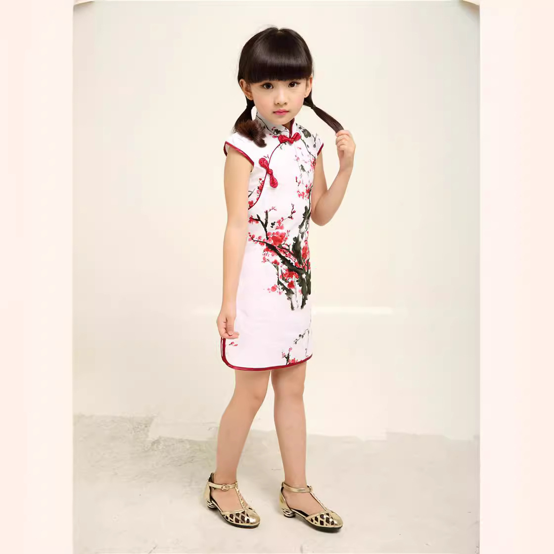 Children's Summer Cheongsam Girls' Clothing Dress – 2020 New Chinese-Style Cheongsam for Girls, Perfect for Guzheng Performance Outfits