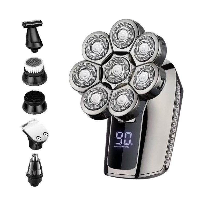 Cabeza calva transfronteriza artefacto cabeza de afeitado cabeza auto-raspado máquina especial lavado de cuerpo completo de ocho-cuchillo de cabeza de afeitar eléctrica fabricante al por mayor