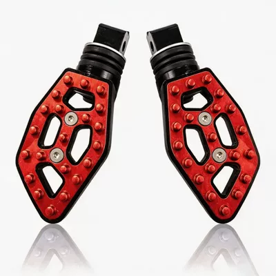 Motorcycle Modification Parts Cnc Aluminum Alloy Hollow-Out Foot Pedals Metal Non-Slip Rear Footrests Universal Wear-Resistant Foot Pedals (Motosiklet ləvazimatları və aksesuarları) - red