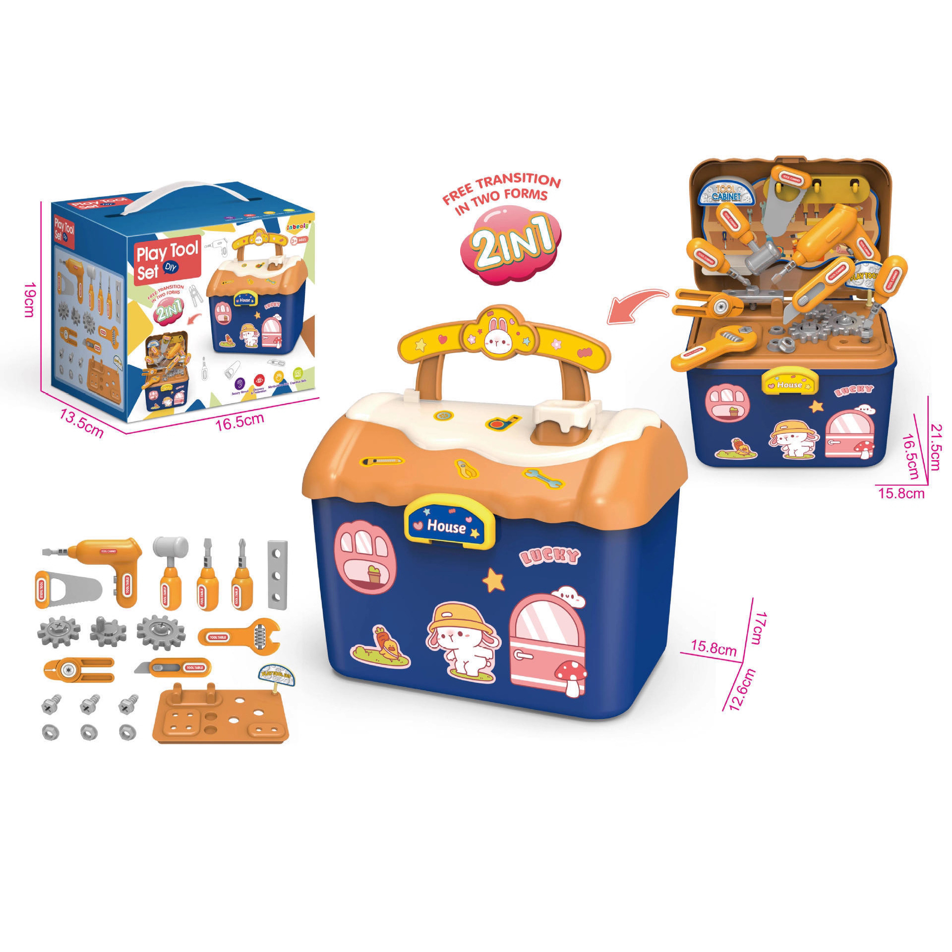 Simulación transfronteriza mini cocina doctor postre mascota set de barro de color usado caja de almacenamiento de juguetes casera