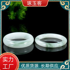 手镯冰种翡翠浮花金絲玉手镯少女款玉石玉器直播货源