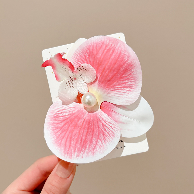 Pinza para el cabello de flor rosa para mujer 2025 nuevo clip de agarre para el cabello con placa posterior de la cabeza grande clip de tiburón de flor para la cabeza horquilla
