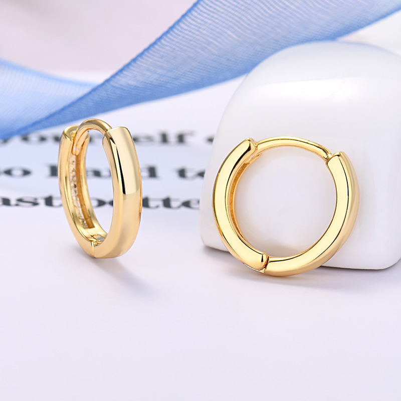 Chic 925 Silver Needle Minimalist Round Hoop Earrings