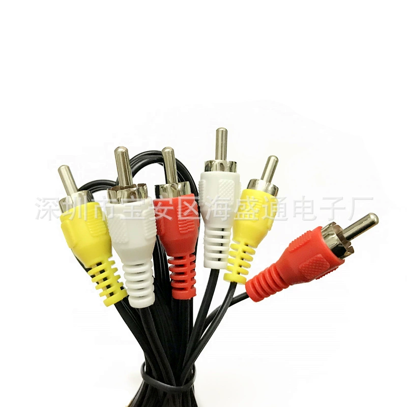 Кабель AV 3-to-3, головка лотоса 3RCA, соединение на ТВ DVD-приставки, цветное аудио 3 цвета, длина 1 м/1.5 м