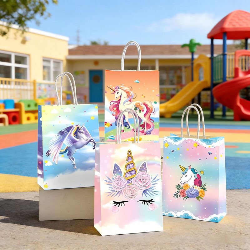Unicorn Gift Bag Birthday Souvenir Cartoon Gift Bag Shopping Tote Bag Kindergarten Packaging Paper Bag