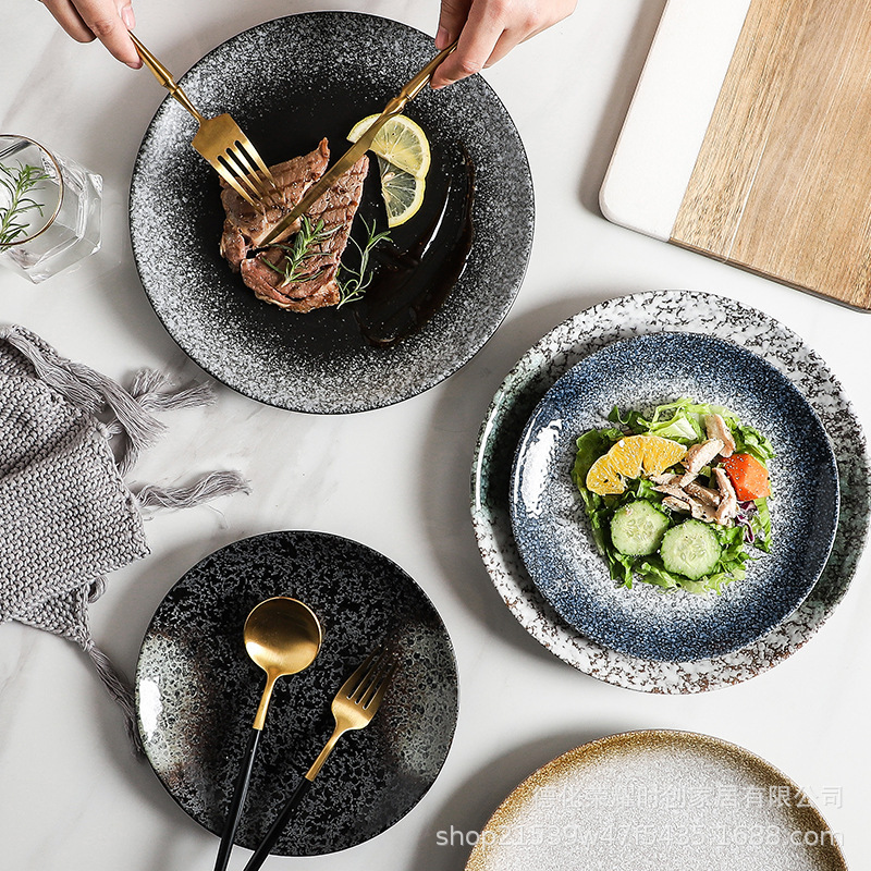 Japanese-style Plate Household Porcelain Plate Creative Steak Dinner Plate Dish Plate Household Internet-popular Plate Fruit Dim Ceramic Large Disc
