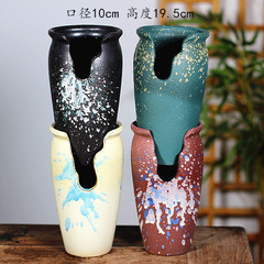 Yixing Zisha succulent plant pot, large flower pot with colorful glaze, screen printing, crack, green plant pot landscape pot