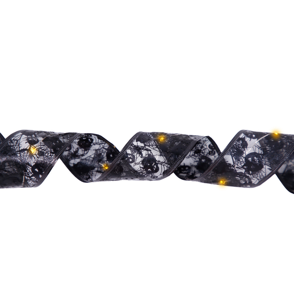 Nueva malla de Halloween cinta de doble capa LED Cadena de luz fantasma Festival atmósfera diseño cráneo calabaza cálida cinta de luz