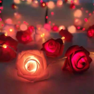 玫瑰燈玫瑰花小彩燈婚房臥室房間串求婚表白情人節浪漫裝飾燈代發