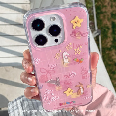 9:30 二重層ガーリーハートピンクスターウィッシュボニーラビット Apple 16promax 携帯電話ケース iPhone15 に適しています