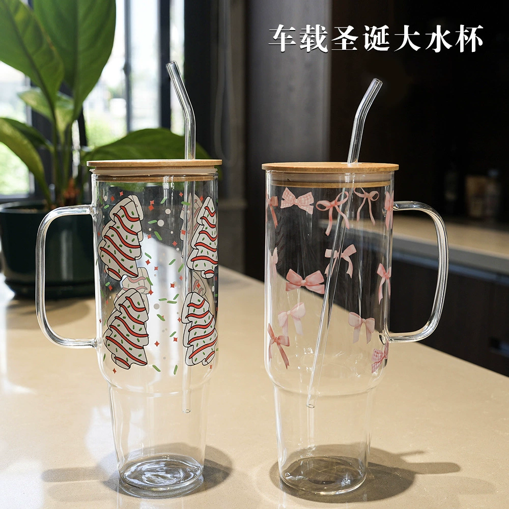 Креативный термостойкий стеклянный стакан большой емкости автомобильный стакан воды цветной рождественский печатный стакан молока фруктовый сок чашка кофе чашка
