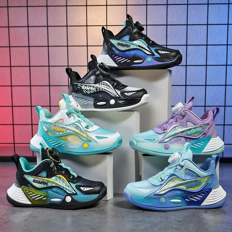 品牌童鞋男童运动鞋2026春季旋转扣儿童篮球鞋男中大童透气跑步鞋