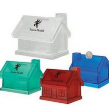 环保塑料房子型储钱罐钱箱优惠方告促销