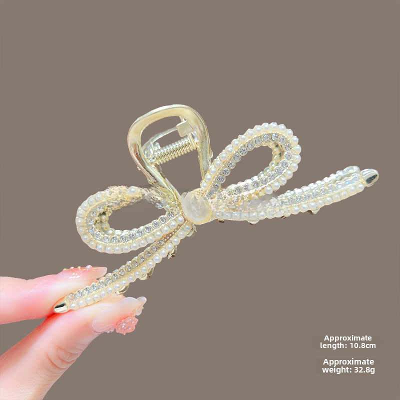 Temperamento Full Diamond Metal Shark Clip Hairpin Back Head Coil Hair Grab Clip Donna Primavera Estate Super Large Clip Copricapo Hair Grab_voghion.com