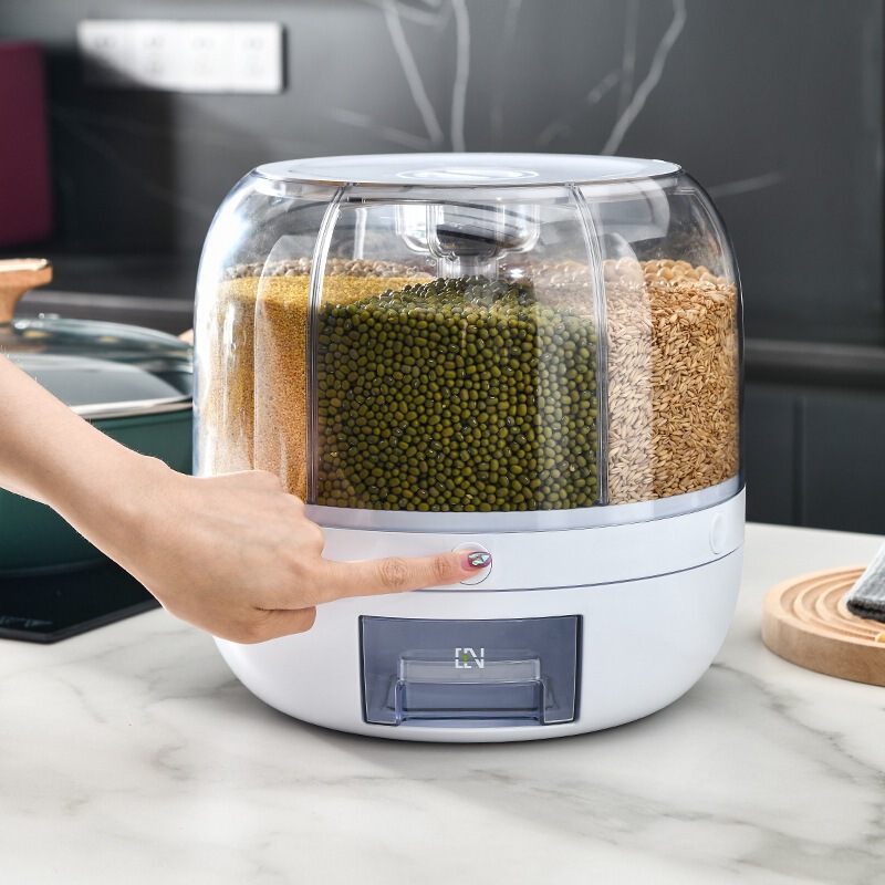 防虫防湿密封回転可能な穀物収納ボックス分割米バケツ家庭用食品グレードの米収納ボックスタンク|undefined