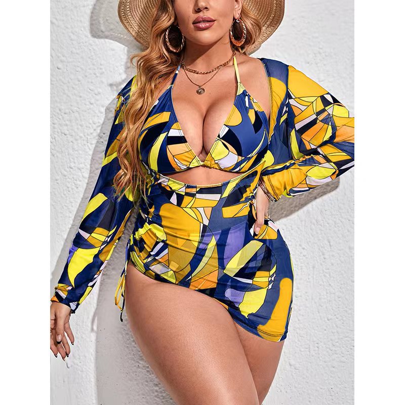 Fashion Printing Spandex Polyester Printing Three Piece Swimsuit display picture 1