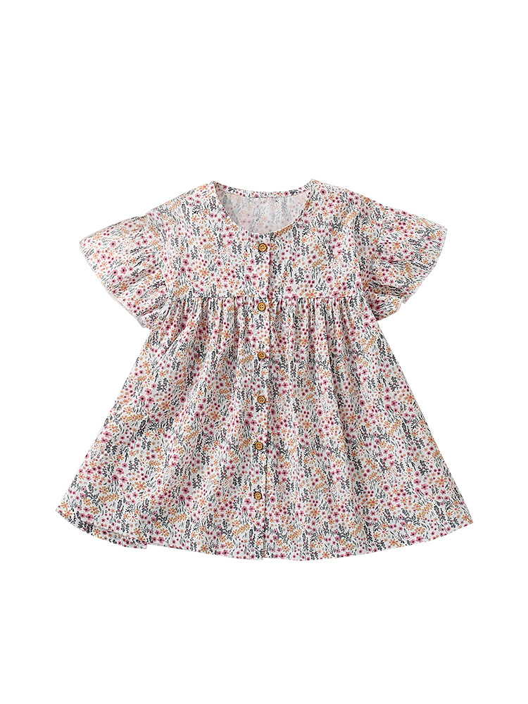 Vestido de niña malwee transfronterizo vestido de verano de manga corta nuevo cuello redondo lindo vestido de princesa niña vestido de niños