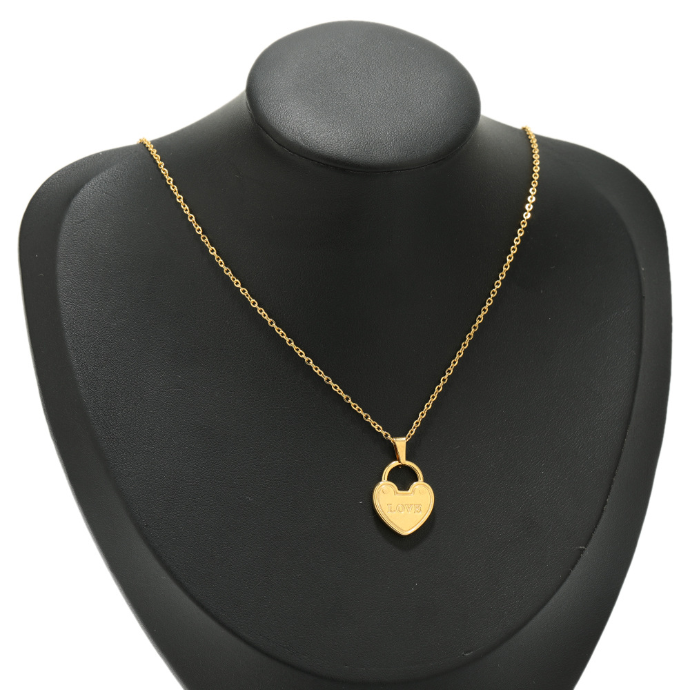 304 Stainless Steel Material Love, Heart Shape, Lock Pattern 5 PCS/Package 15 * 19mm 304 Stainless Steel Love Heart Shape Lock Pendant