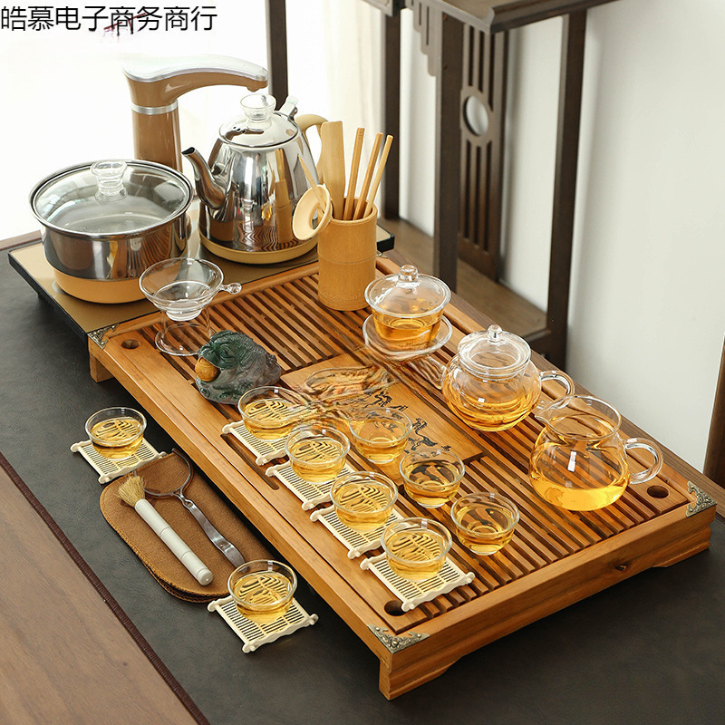 茶器セット家庭用全自動セット工夫茶杯紫砂茶道オフィス一体茶台実木茶盤|undefined