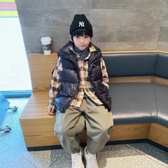 親子裝兒童羽絨棉馬甲加厚立領棉馬夾男女中大童棉服秋冬外穿背心