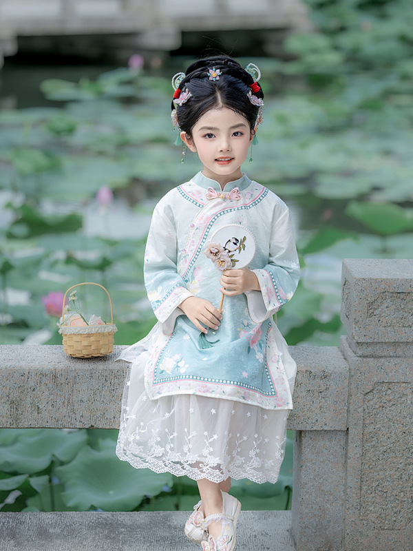 明制儿童新中式国风汉服女童旗袍裙套装甜美时尚可爱唐装一件代发|undefined