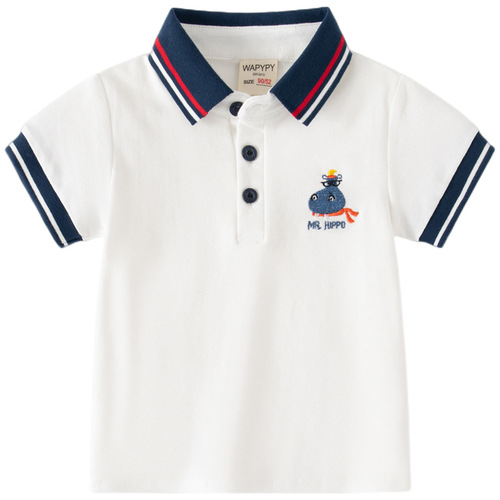 Children's short-sleeved T-shirt  new boys polo shirt lapel embroidered top baby fashion summer children's clothing trend