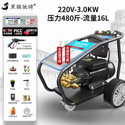 Black Cat High-Pressure Car Washer 380V Commercial High-Power Industrial Booster Water Gun Pump Cleaning Machine Floor Cleaning Magic Tool (Car washing machine) - personal-household-usepowerful-cleaning-220v-high-pressure-30kw480-catties-16l-10m-car-washfloor-wash