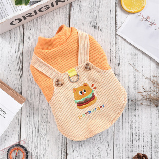 Red Pie New Waffle Burger Strap Coat with Traction Warm Autumn and Winter Pet Dog Clothes