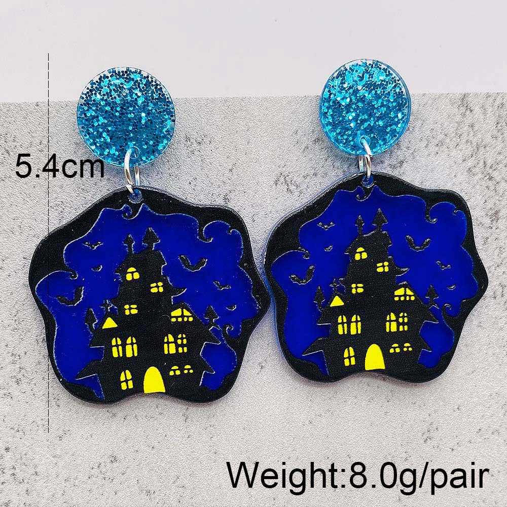 10g Weight Drop Earrings Classification 1 Pair Quantity Party Occasion Arylic Material Halloween Festival Pumpkin, Cat, Ghost Pattern Women's Gender Cute, Funny Style 1 Pair Halloween Cute Funny Pumpkin Cat Ghost Arylic Drop Earrings 9