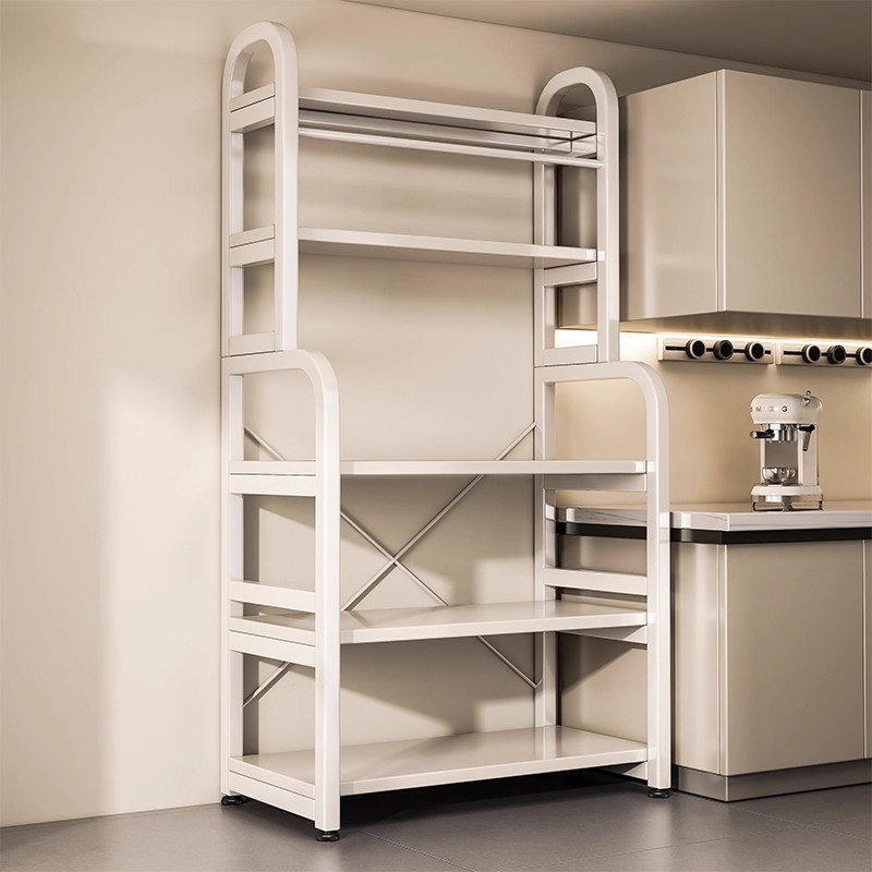 Estante de almacenamiento de cocina integrado contra la pared estante de almacenamiento multicapa gabinete multifuncional estante de almacenamiento de microondas estante de piso