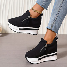 C 66181 Thick sole side zip canvas shoes ��ײ���������Ь