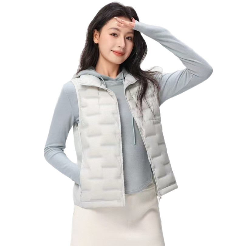 여성 경량 오리털 패딩 조끼 하이넥 집업 간절기 데일리 베스트