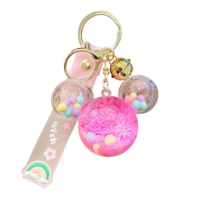 Llavero de Mickey Mouse con copo de nieve luminoso de dibujos animados para mujer, colgante de mochila exquisito y lindo, llavero para bolso de pareja.