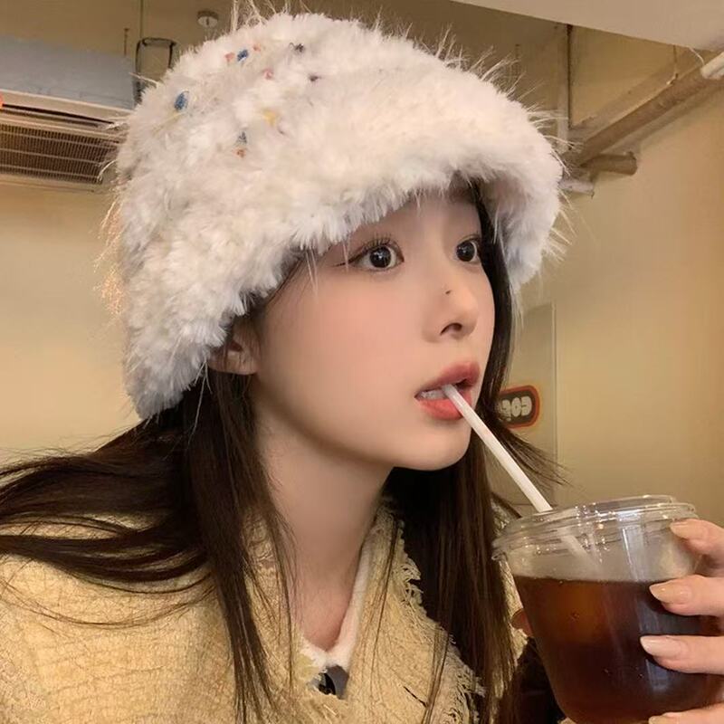 手工钩织毛线帽子女2025新款冬毛茸茸保暖显脸小针织帽筒子渔夫帽|undefined