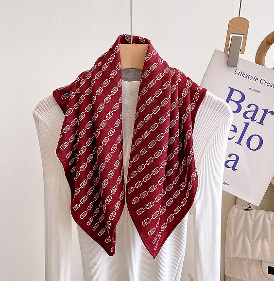 2025春秋冬新型高級シルクウールマフラー女性ファッション気質プリントストール両面シルクスカーフ