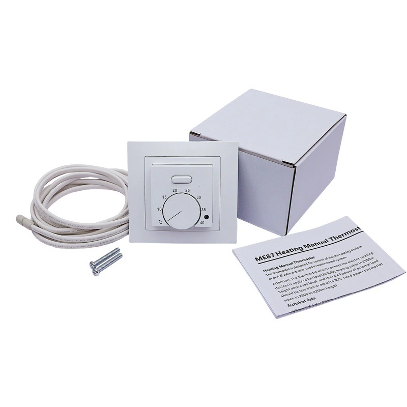 Новый механический термостат для теплого пола и электрического отопления, 16А, включает 3m датчиков, регулируемая температура.
