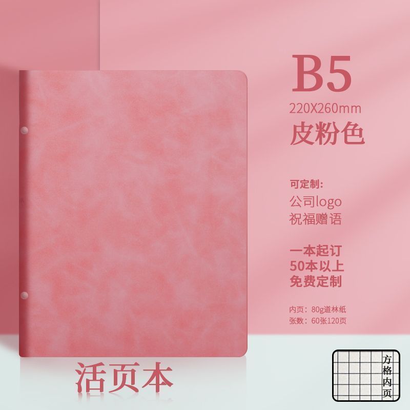 软皮外壳B5九孔活页本活页夹文件夹可拆卸高颜值不硌手封面A5六孔|undefined