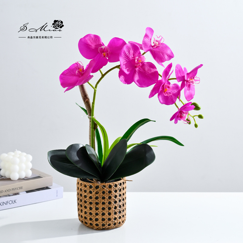 Da7 flores mariposa orquídea bonsai imitación de flores fabricantes directamente para decoración del hogar imitación de flores falsas en maceta ornamentos verdes