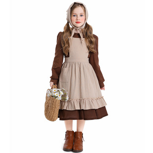 Children's Day Cinderella Maid Costume Stage Play Performance Pastoral Farm Maid Civilian Poor Clothes