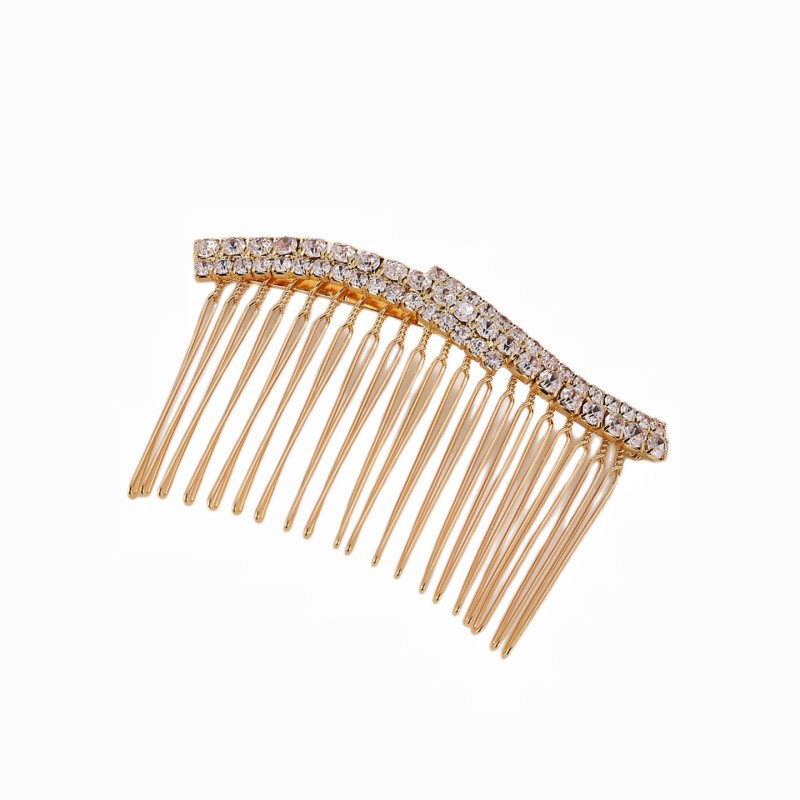 Fashion Solid Color Alloy Plating Rhinestones Hair Combs 1 Piece