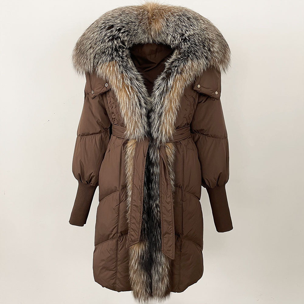 Dammekleeder Déck waarm laang Daunenjacke mat Kapuzen_voghion.com