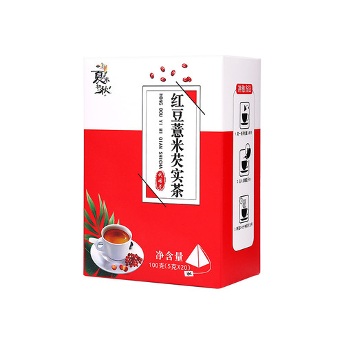 Wholesale boxed red bean barley and Gorgon tea triangle bag moisturizing and health-preserving tea bag filter bag 100G box