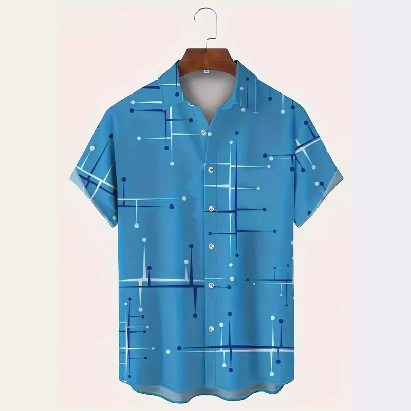 Cross-border independent station new fashion flower shirt summer men's printed lapel short sleeve shirt Hawaiian shirt