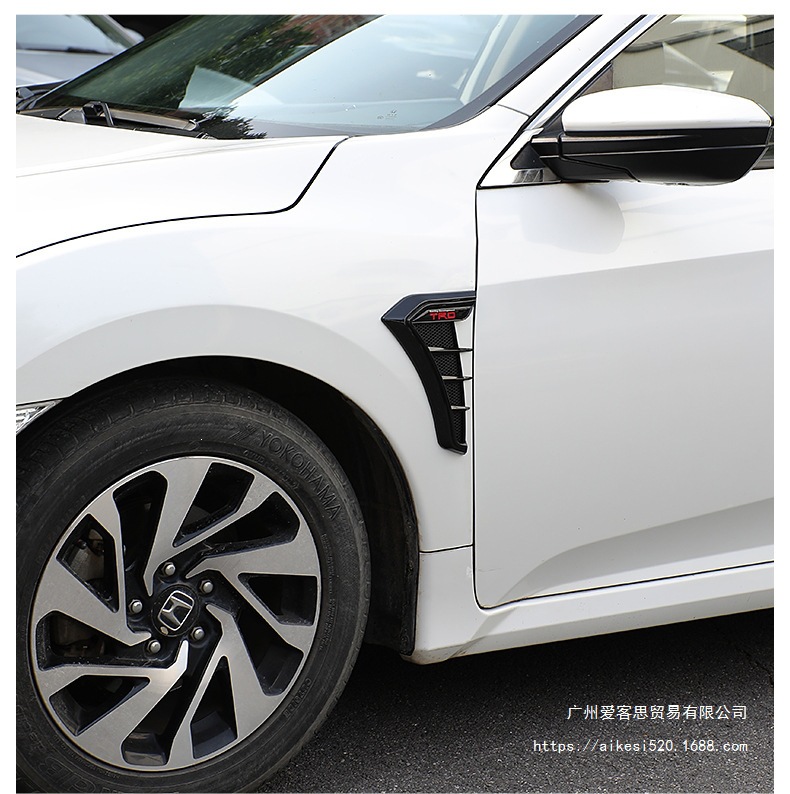 Car Modification Fender Decoration Stickers, Side Wing Shark Gill Imitation Air Vent Tpu Anti-Collision Soft Rubber Universal